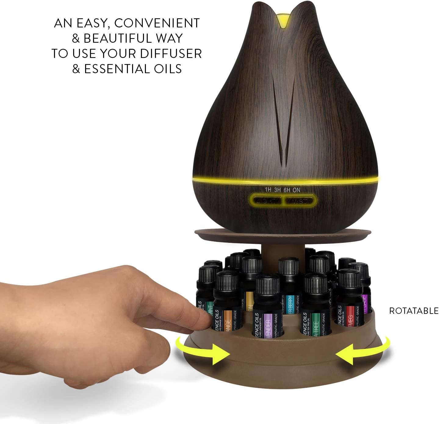 Aromatherapy Essential Oil Diffuser Gift Set - 400ml Ultrasonic Diffuser with 20 Essential Plant Oils - 4 Timer  7 Ambient Light Settings - Therapeutic Grade