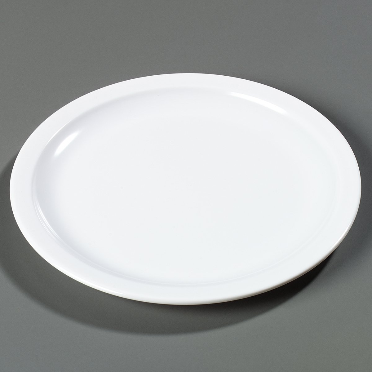 Carlisle FoodService Products Kingline Reusable Plastic Plate Dinner Plate for Home and Restaurant, Melamine, 9 Inches, White, (Pack of 48)