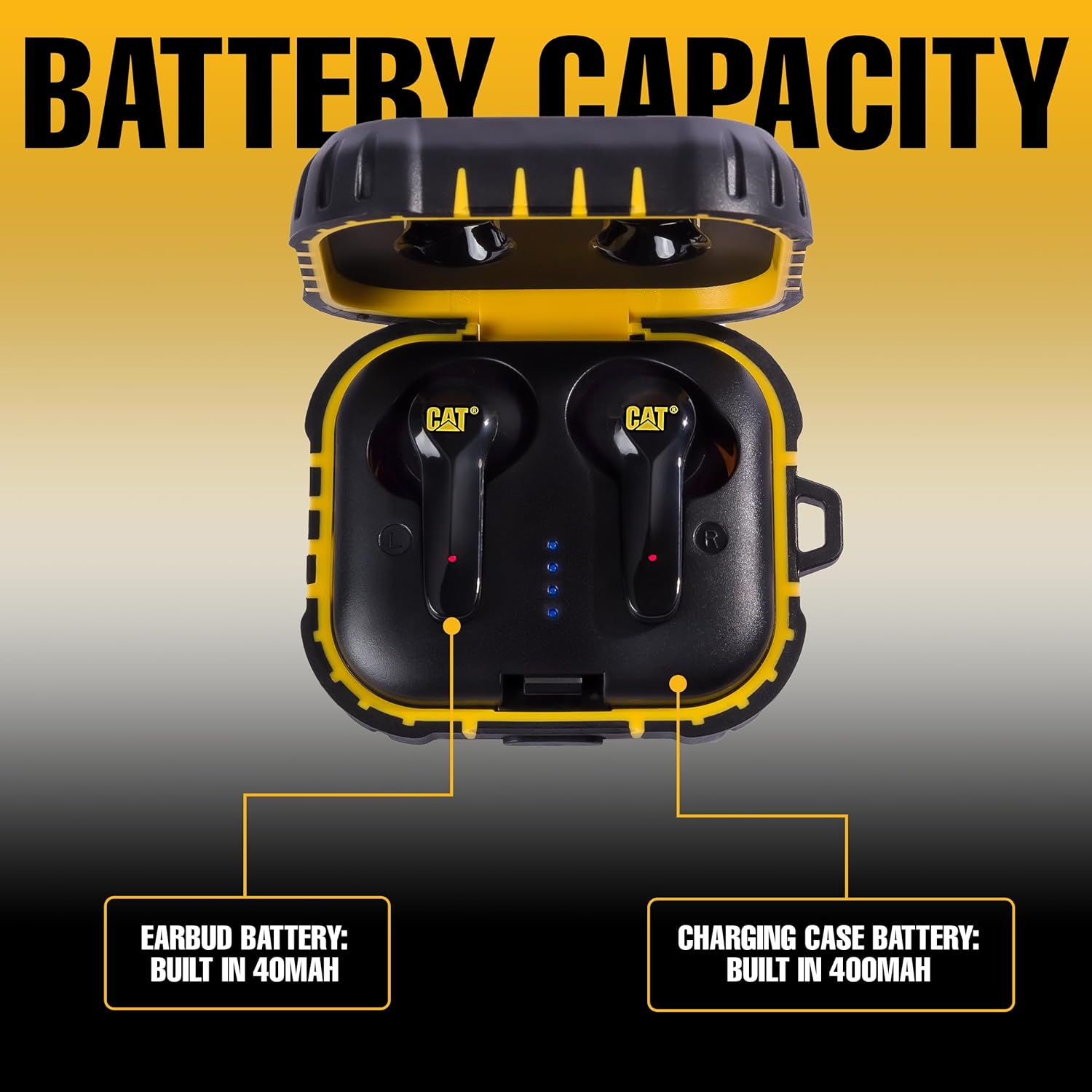 CAT Bluetooth Noise CANCELING Ear Buds- Rugged Wireless Earbuds for Tough Jobs - Dust Proof, Shock Proof, Water Resistant Earbuds for Working Out - Bluetooth Headphones Compatible with Apple, Android