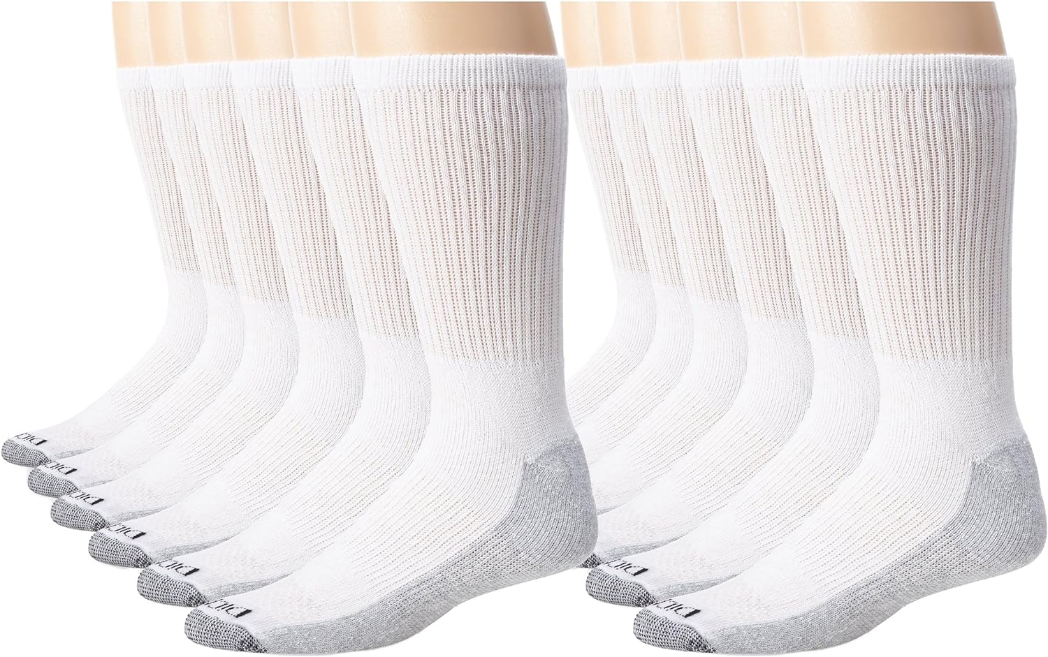 Dickies Mens Dri-tech Moisture Control Crew Socks Multipack, White (12 Pairs), Shoe Size: 6-12