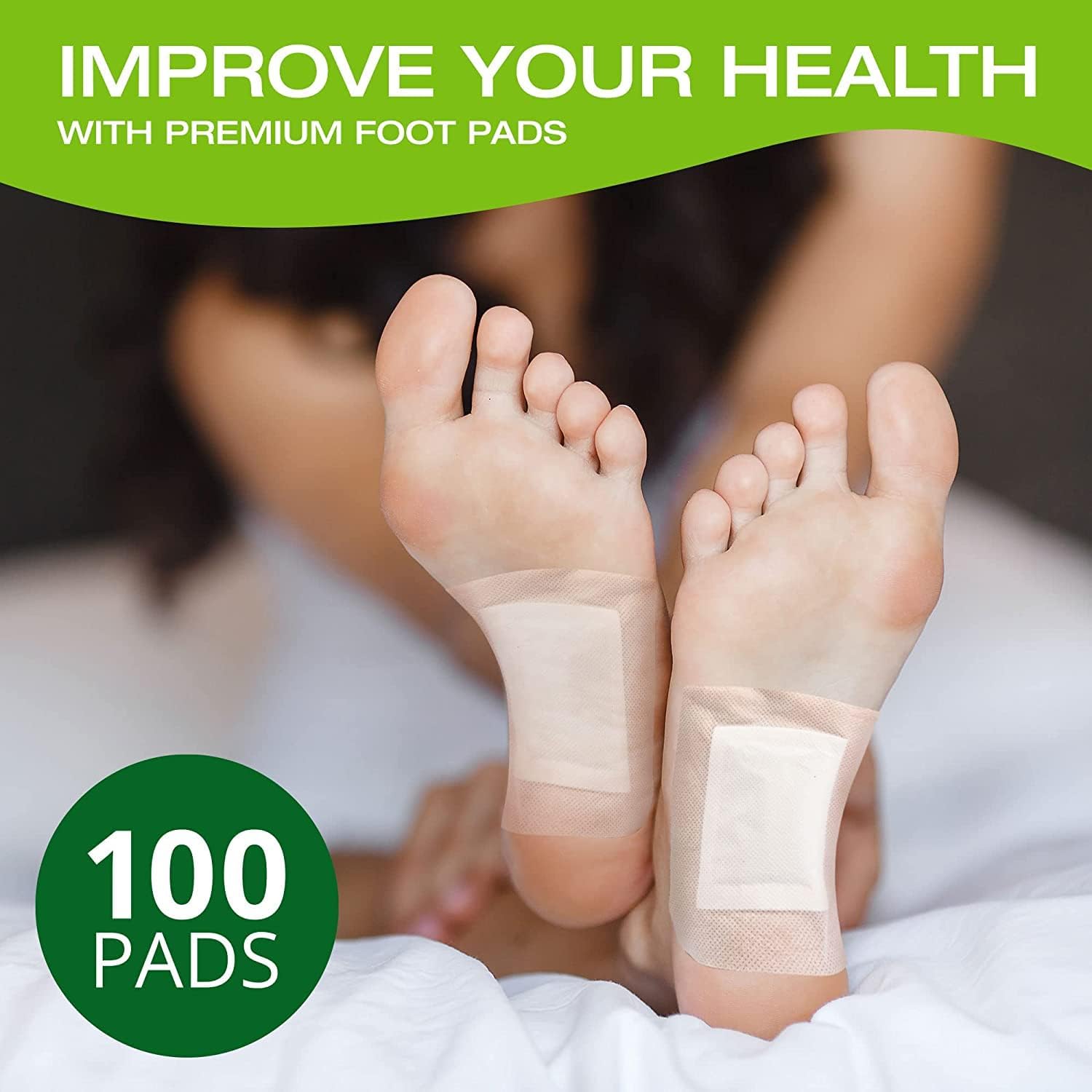 IKIMI 100 Pads Foot Pads, Ginger Foot Pads for Stress Relief, Better Sleep, Foot Care Patch, Foot Patches, Natural Bamboo Vinegar Ginger Wormwood Powder Foot Pads