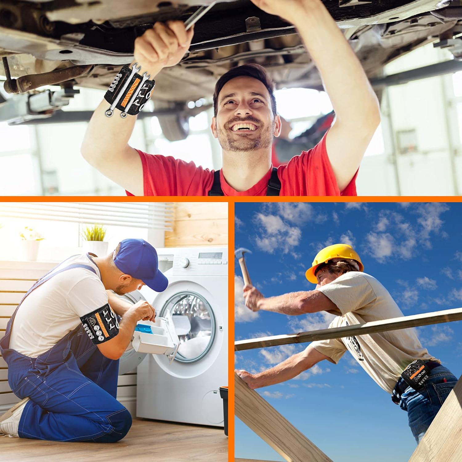 Mens Gifts for Christmas Stocking Stuffers, Magnetic Wristband, Cool Gadgets gifts for Men Dad Husband Him, Tool Belts with 15 Strong Magnets for Holding Screws, Nails, Wrenches, Drill Bits,