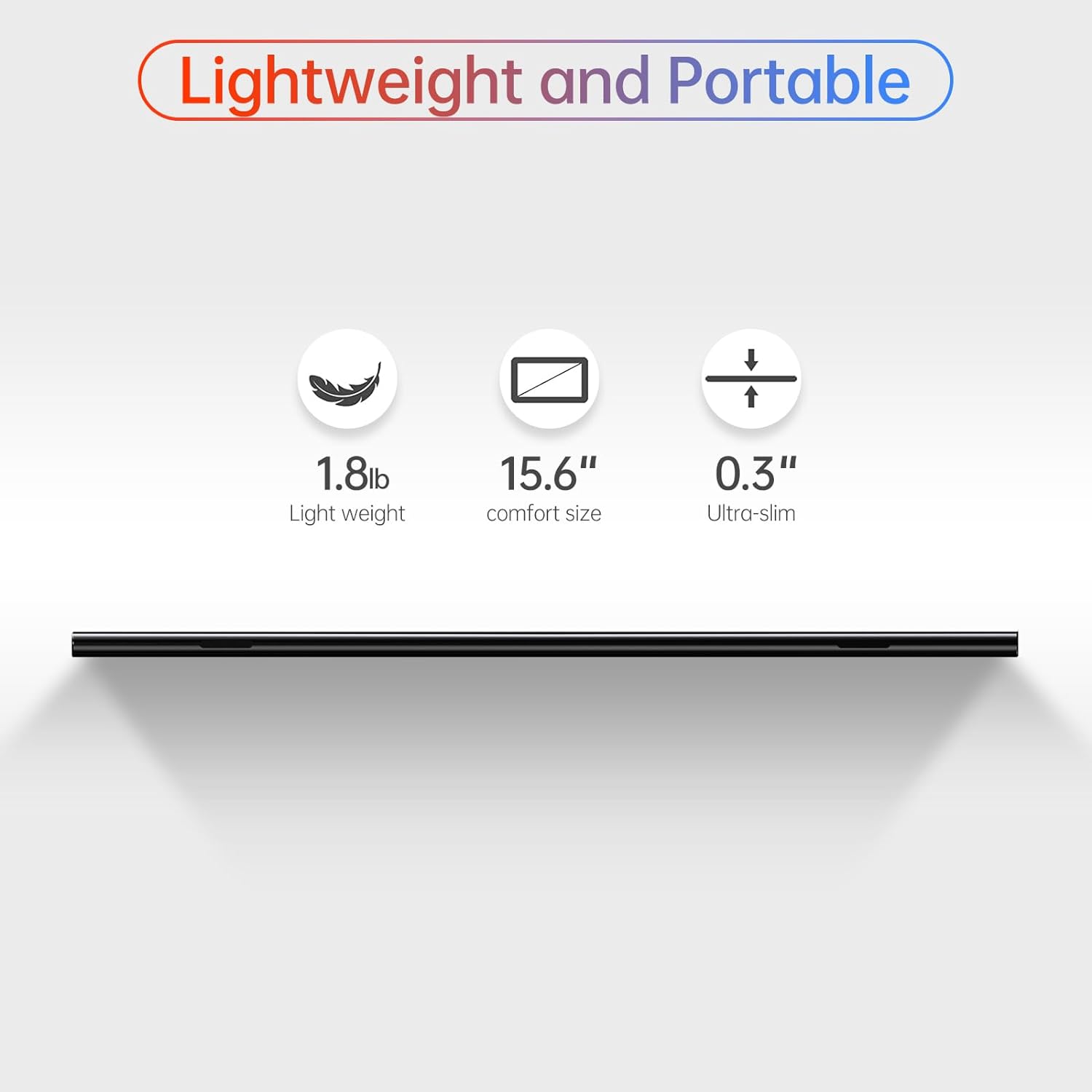 MNN Portable Monitor 15.6inch FHD 1080P USB C HDMI Gaming Ultra-Slim IPS Display w/Smart Cover  Speakers,HDR PlugPlay, External Monitor for Laptop PC Phone Mac Xbox (15.6 1080P)