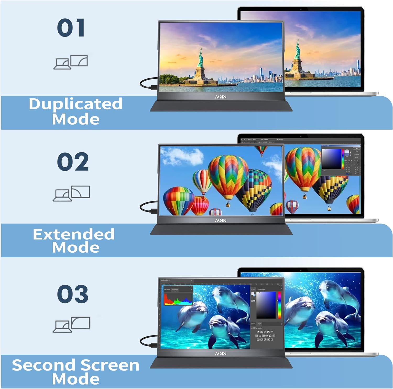 MNN Portable Monitor 15.6inch FHD 1080P USB C HDMI Gaming Ultra-Slim IPS Display w/Smart Cover  Speakers,HDR PlugPlay, External Monitor for Laptop PC Phone Mac Xbox (15.6 1080P)