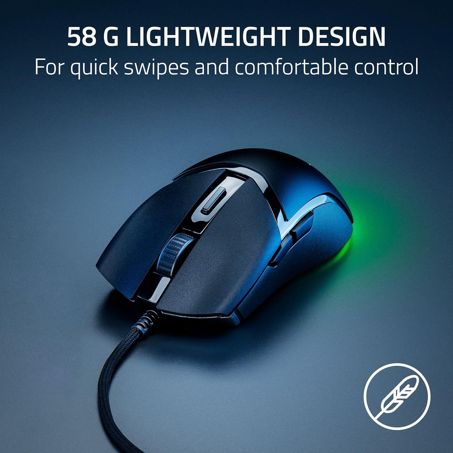 Razer Cobra Wired Gaming Mouse: 58g Lightweight Design - Gen-3 Optical Switches - Chroma RGB Lighting with Underglow - Precise 8500 DPI Optical Sensor - 100% PTFE Mouse Feet - Speedflex Cable - Black