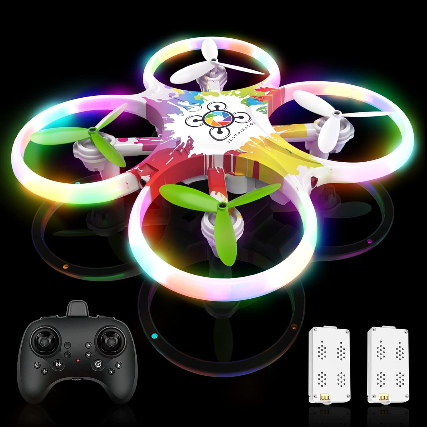 Tech rc Drone for Kids, LED Remote Control Drones Quadcopters for beginners, Headless Mode, 4-Channgel Remote Control ,3D Flips ,3 Speed , LED Light Adjustment, 2 Drone Batteries and Gifts for Boys and Girls
