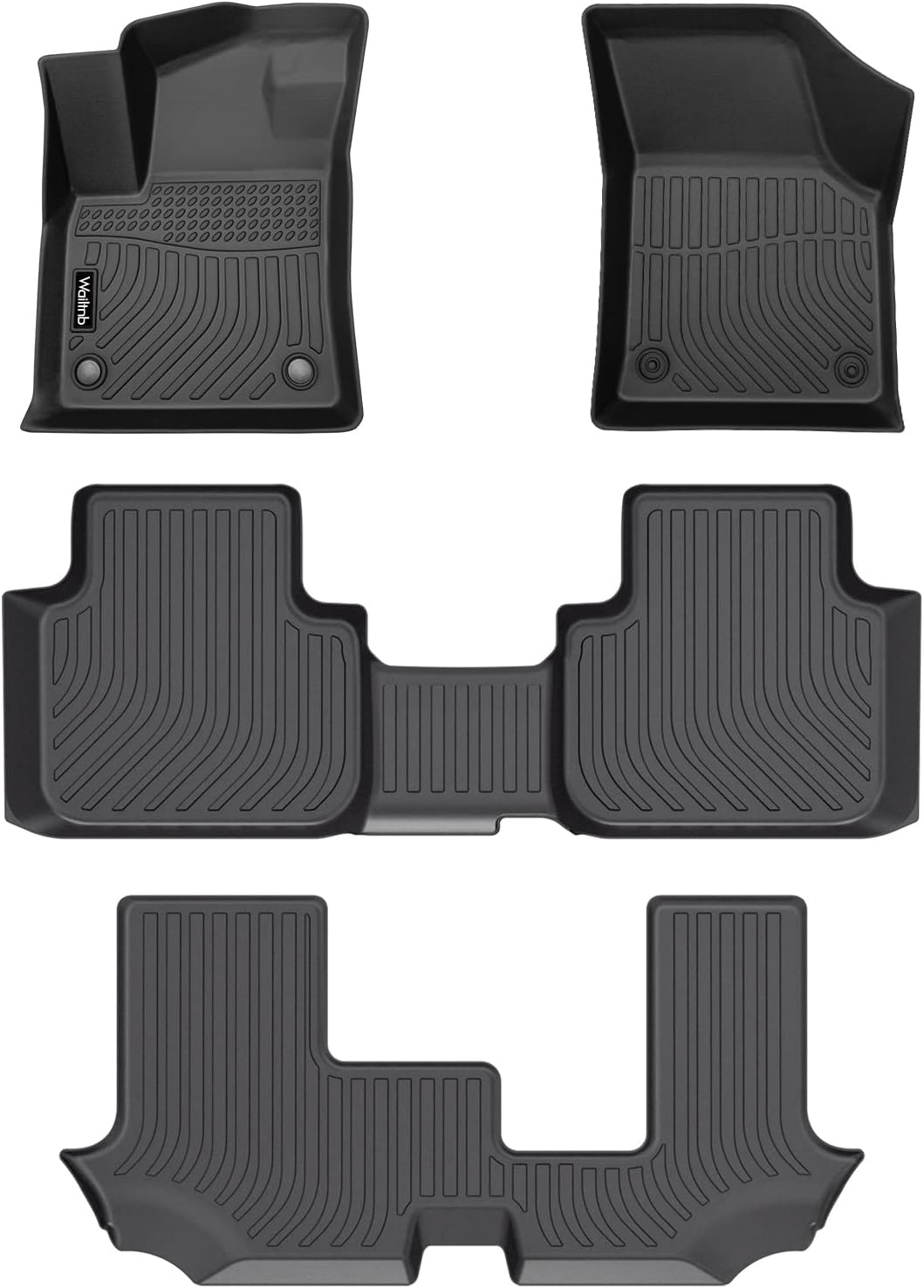 Wailtnb Floor Mats Custom for Volkswagen Atlas (7 Seat Bench Seating) 2024 2023 2022-2018 All Weather Protection Waterproof Floor Liners Fits 1st 2nd 3rd Row Full Set Accessories Black