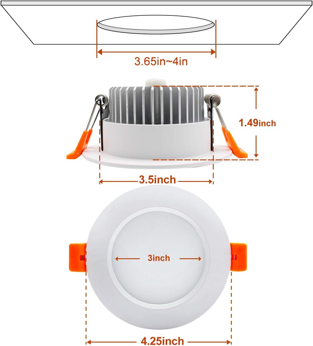 YGS-Tech 4 Inch LED Recessed Lighting Dimmable Downlight, 9W(80W Halogen Equivalent), 4000K Natural White, CRI80, LED Ceiling Light with LED Driver (4 Pack)