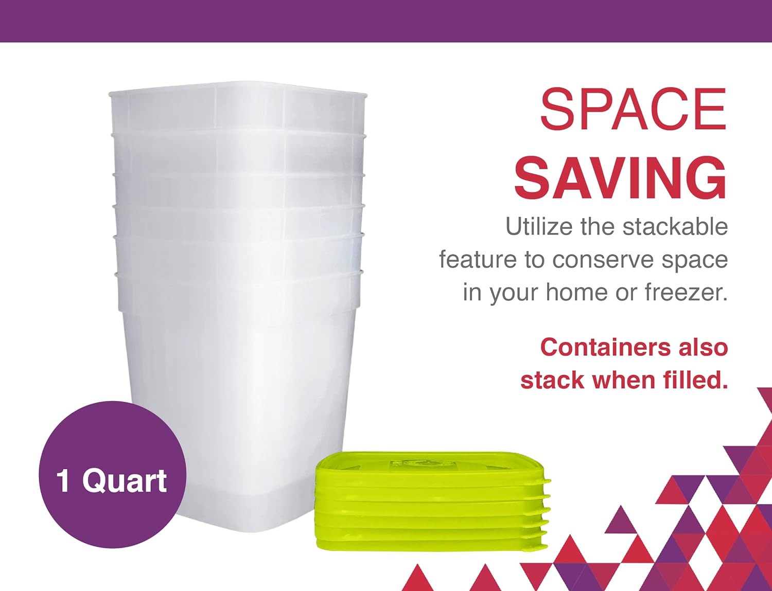 Arrow Home Products 1 Pint Freezer Containers for Food Storage, 10 Pack with Lids - USA Made Reusable Plastic Food Storage Containers - Prep, Store and Freeze - BPA Free, Dishwasher Safe