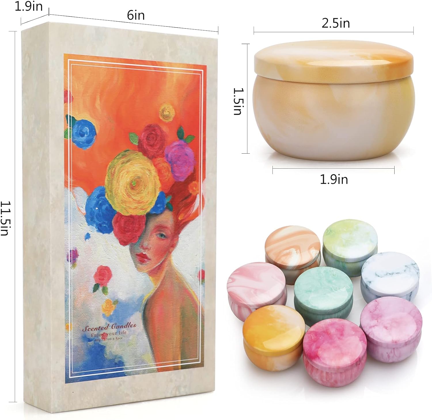 Candles for Home Scented 8 Pack Aromatherapy Scented Candles 20 OZ 160 Hour Soy Wax Long Lasting Christmas Candles Gifts Set for Women Stress Relief Meditation Yoga SPA Relaxing Birthday