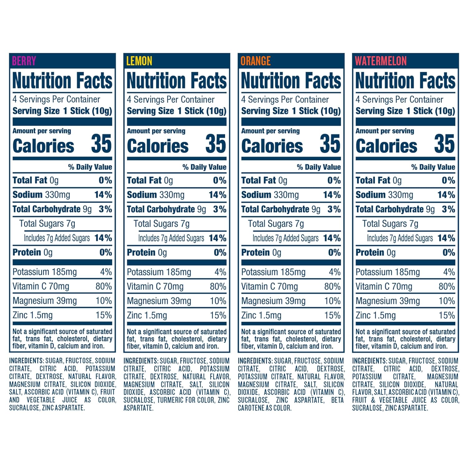 DripDrop Hydration - Electrolyte Powder Packets - Watermelon, Berry, Orange, Lemon - 16 Count