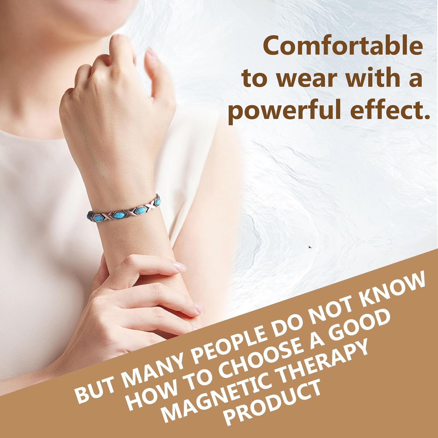 Feraco Copper Bracelet for Women for Arthritis and Joint,Pure Copper Lymph Detox Magnetic Therapy Bracelets for Carpal Tunnel and Relief Pain,Natural Unique Healing Gemstone,Gifts for Women