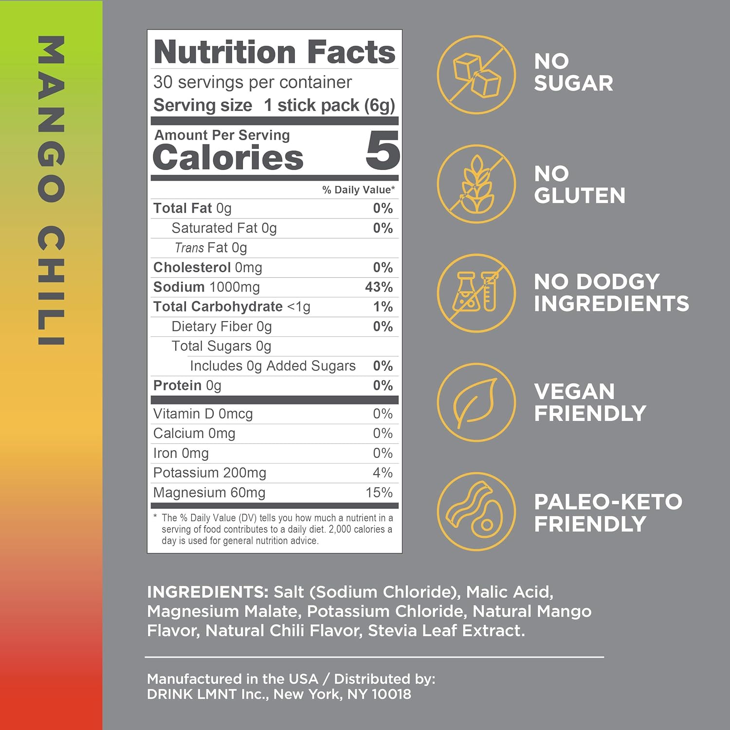 LMNT Zero-Sugar Electrolytes - Orange Salt - Hydration Powder Packets | No Artificial Ingredients | Keto  Paleo Friendly | 30 Sticks