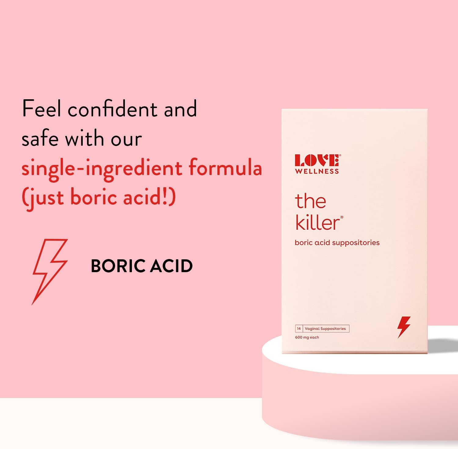 Love Wellness Vaginal Probiotic  Boric Acid Suppositories for pH Balance  Odor
