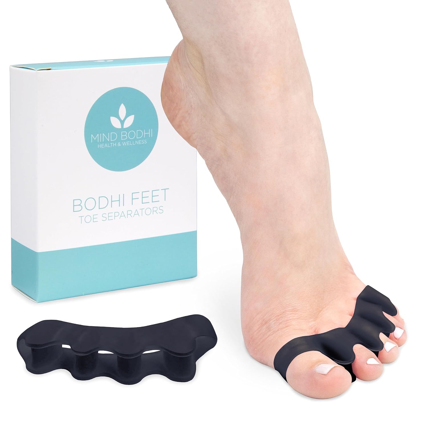 Mind Bodhi Toe Separators to Correct Bunions and Restore Toes to Their Original Shape (Bunion Corrector For Women Men Toe Spacers Toe Straightener Toe Stretcher Big Toe Correctors Toe Separator) Black