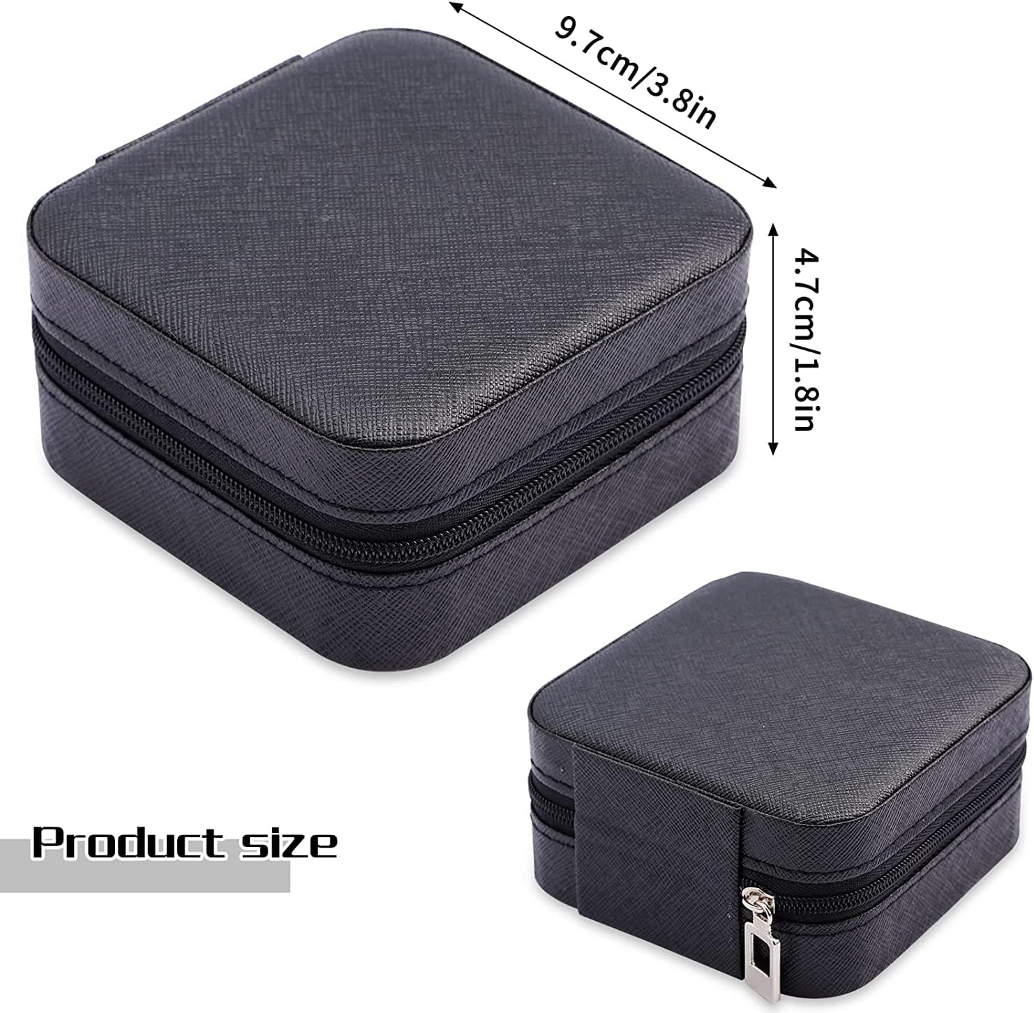 Neveika 2pcs Portable Travel Mini Jewelry Box Leather Jewellery Ring Organizer Case Storage Gift Box Girls Women (black).