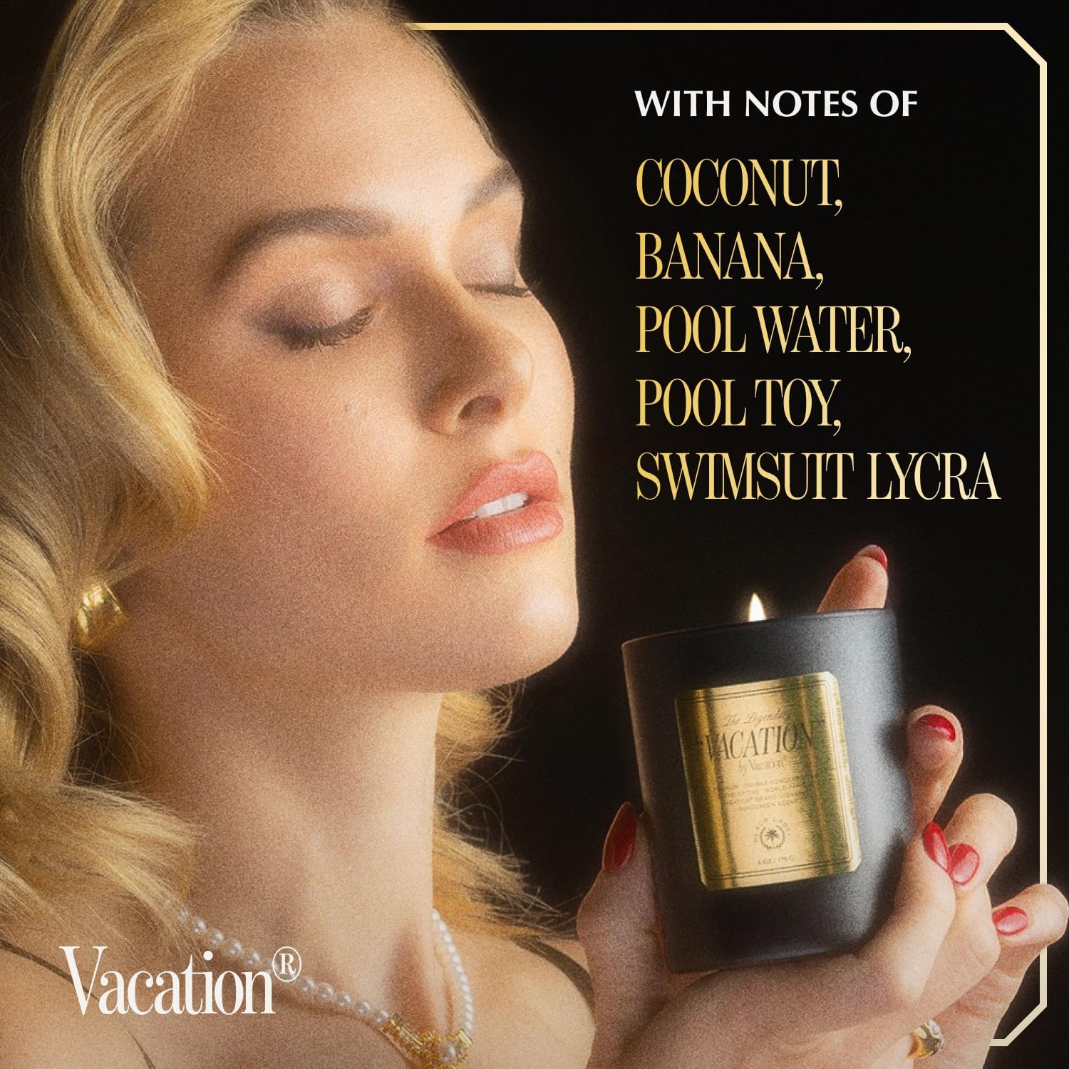 Vacation Perfume Scented Candle by Vacation Sunscreen, Premium Soy Blend Wax, 50-Hour Long Burning, Candle Gift Set, Home Fragrance Gift for Women, Coconut Vanilla Candle, 6 oz