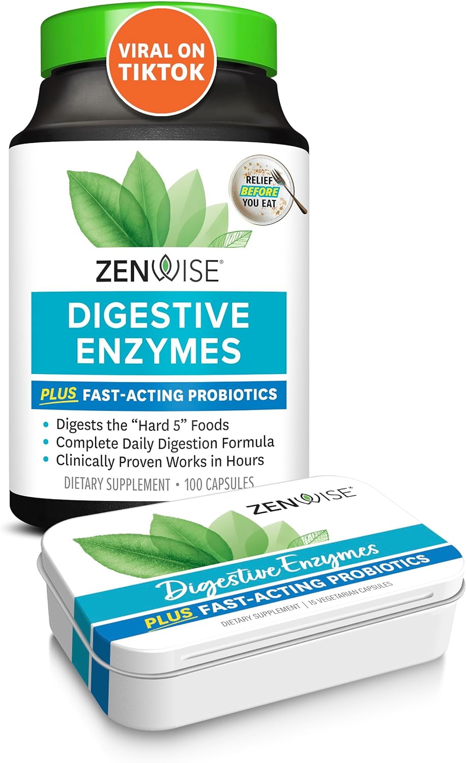 Zenwise Digestive Enzymes - Probiotic Multi Enzyme with Probiotics and Prebiotics for Digestive Health and Bloating Relief for Women and Men, Enzymes for Gut Health - 180 Count