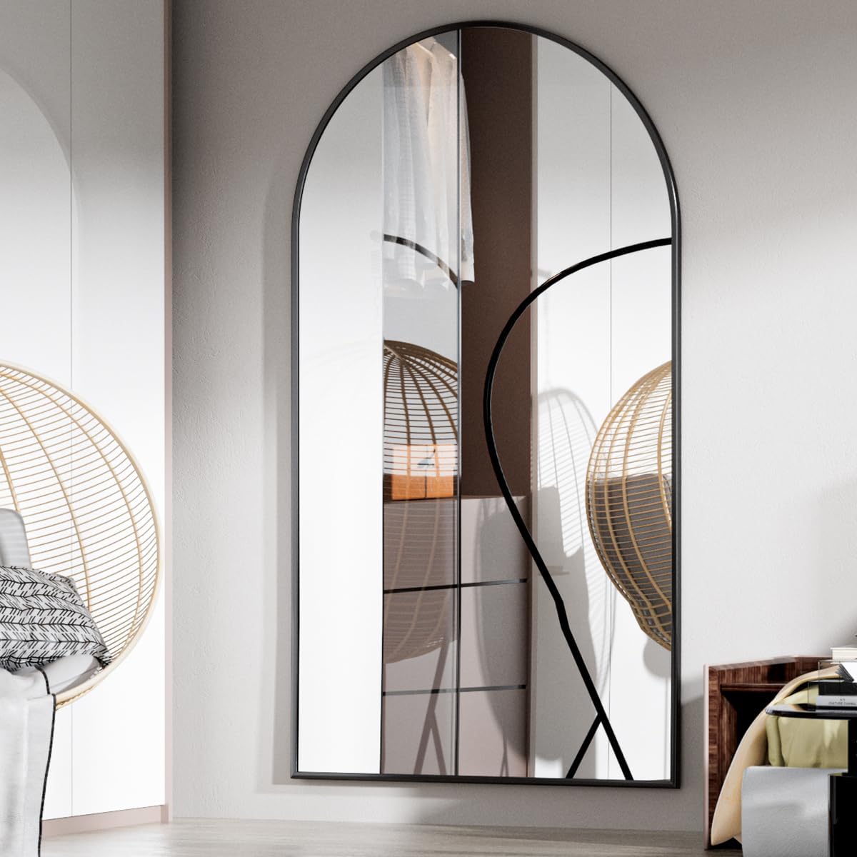 BEAUTYPEAK 71x28 Arch Full Length Mirror, Wall Mirror Floor Mirror with Stand Hanging or Leaning, Aluminum Alloy Frame Full Body Mirror for Bedroom, Dressing Room, Gold