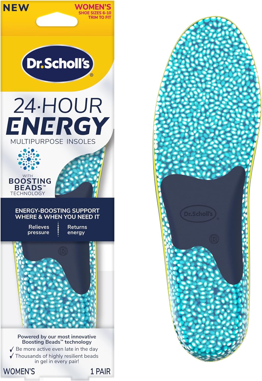 Dr. Scholls® 24-Hour Energy Multipurpose Insoles, Returns Energy with Every Step, Relieves Foot Pressure  Tired Achy Feet, Memory Foam  Gel Insert, Mens Shoe Size 8-14, 1 Pair