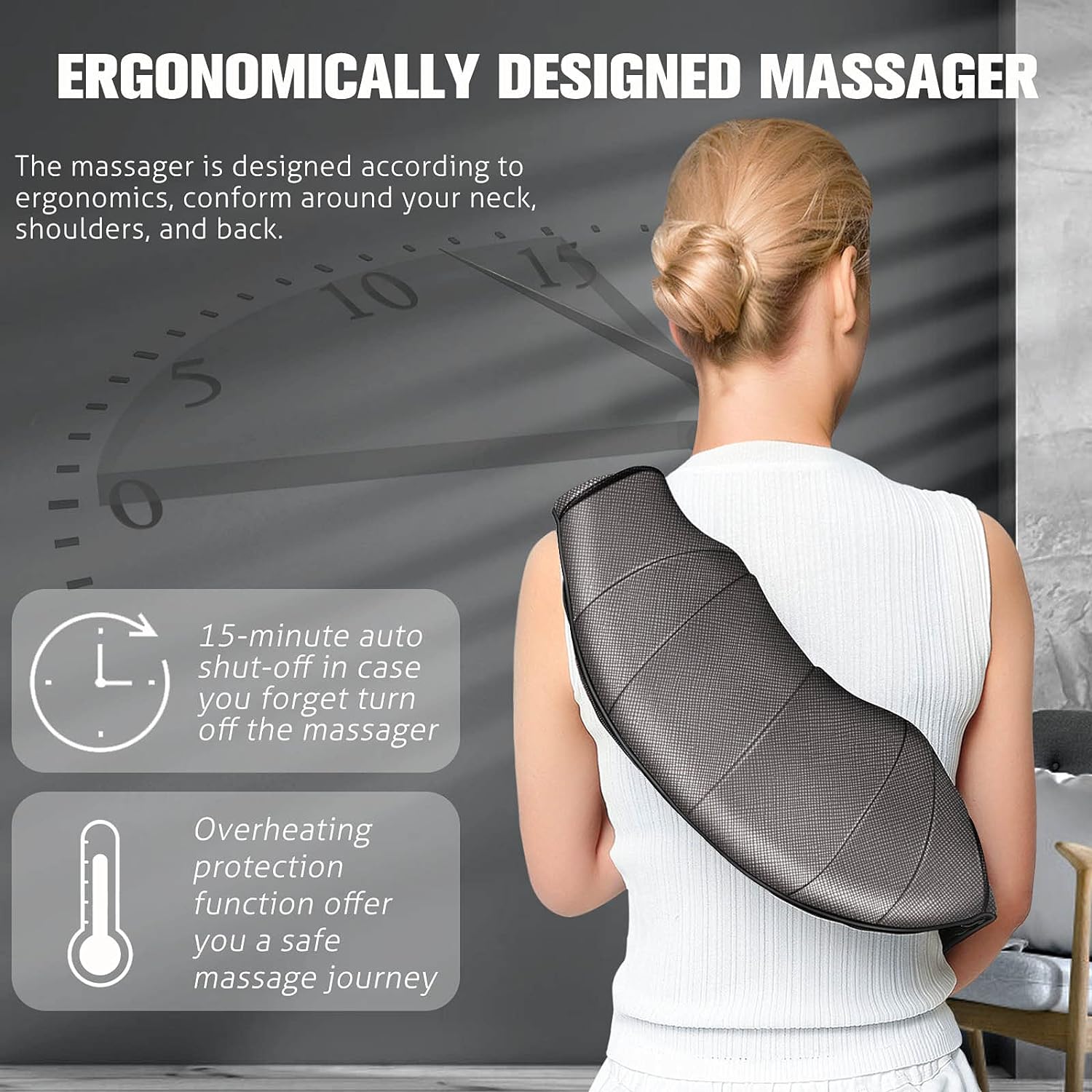 Massager with Heat - Deep Tissue Kneading Electric Back Massage for Neck, Back, Shoulder, Waist, Foot - Shiatsu Full Body Massage, Relax Gift for Her/Him/Friend/Dad/Mom