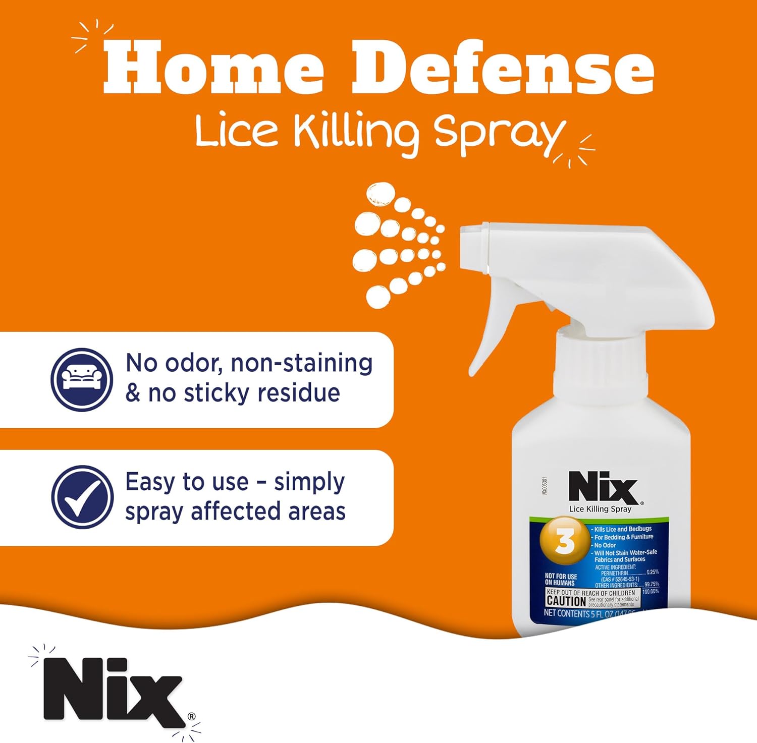 Nix Lice  Bedbug Killing Spray for Home, Bedding  Furniture, 5 fl oz