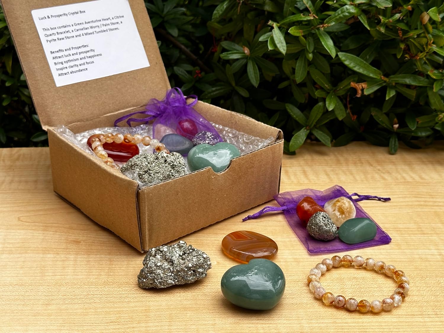 Spiritual Intentions Crystal Boxes - Love, Peace, Stress Relief, Protection, Luck, Health  Cleansing Gift Box, (Health  Wellness)