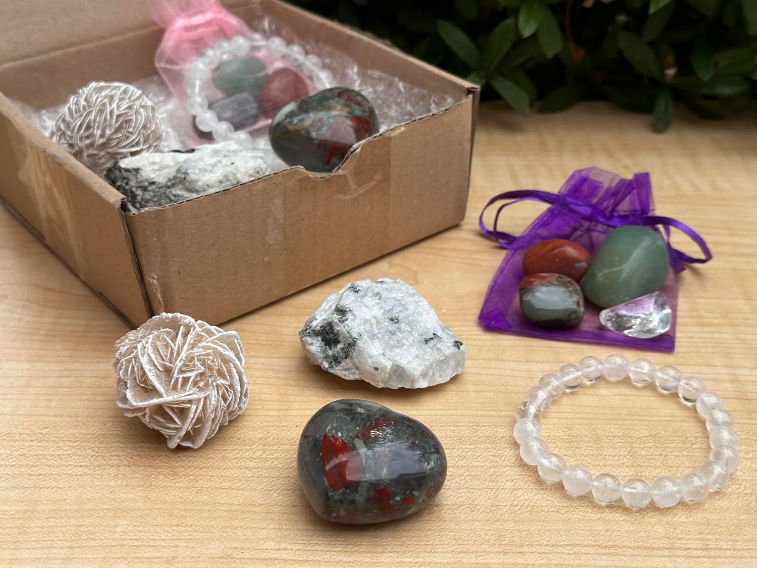 Spiritual Intentions Crystal Boxes - Love, Peace, Stress Relief, Protection, Luck, Health  Cleansing Gift Box, (Health  Wellness)