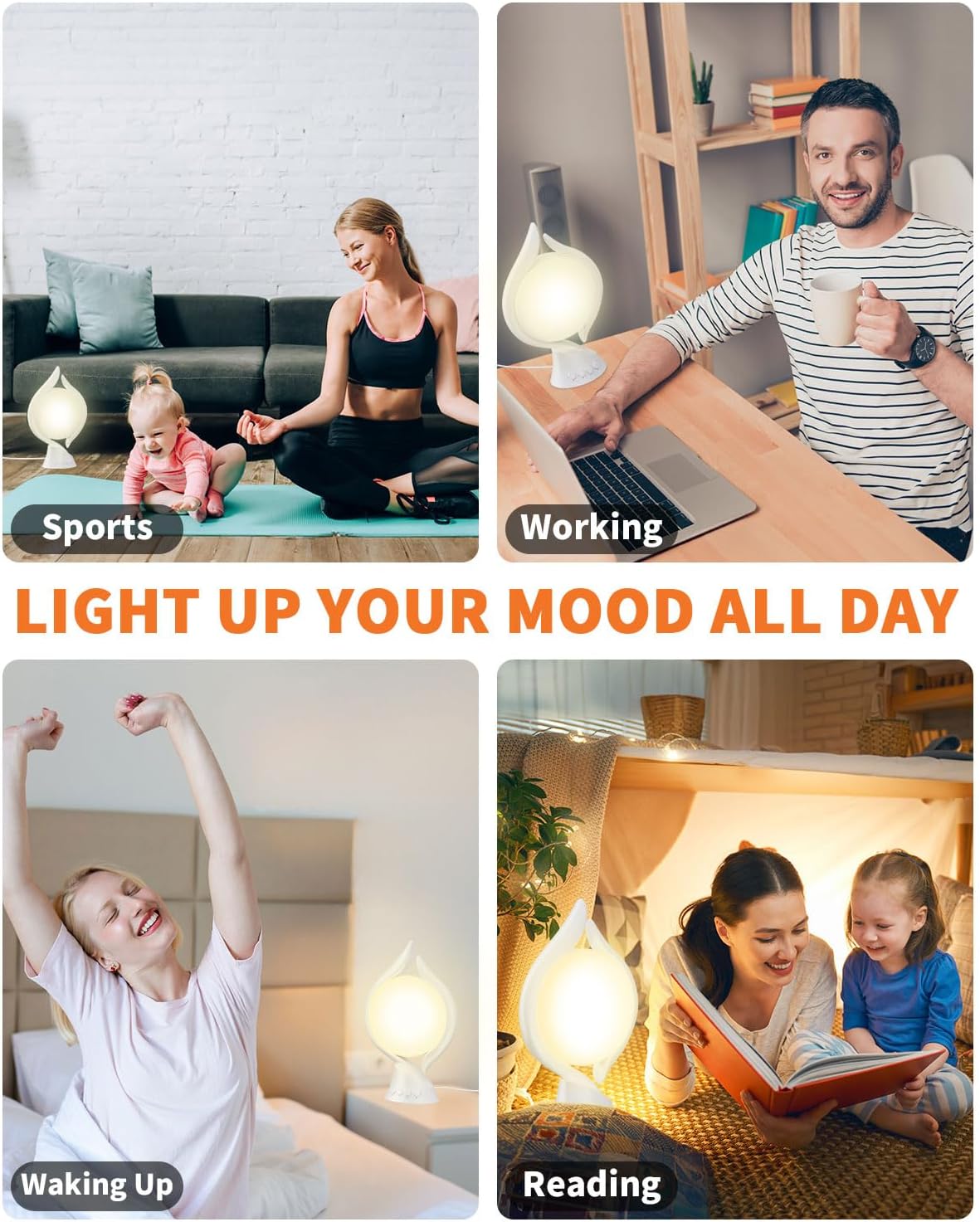 10000 Lux Light Therapy Lamp UV-Free Sun Light Therapy Lamp with Timer, Adjustable Bright Happy Mood Light Sad Light Therapy Lamp Vitamin D Lamp for Office Home Seasonal Winter Blues (Black)
