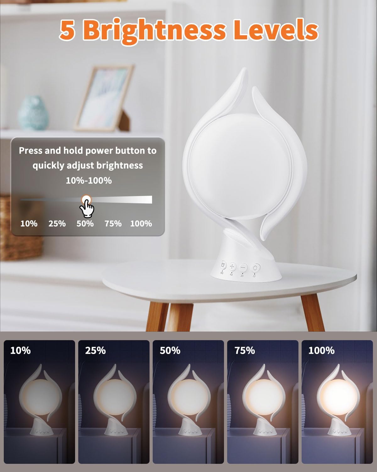 10000 Lux Light Therapy Lamp UV-Free Sun Light Therapy Lamp with Timer, Adjustable Bright Happy Mood Light Sad Light Therapy Lamp Vitamin D Lamp for Office Home Seasonal Winter Blues (Black)