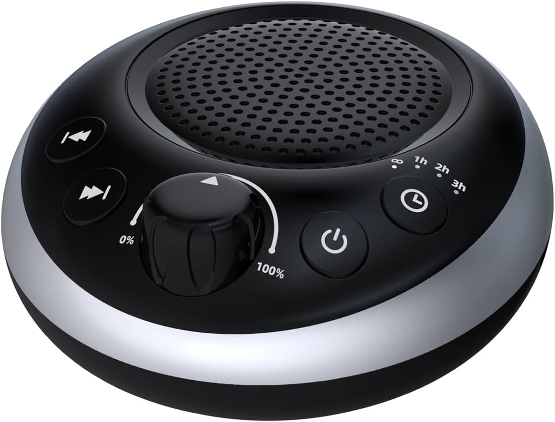 (2024 Upgrade)Rechargeable Portable Brown Noise Machine 2000mAH Large Battery Sound White Noise Machine 30 Soothing Sounds for Baby Kids Adults Sleep Machine Auto-Off Timer for Travel Camping and Home
