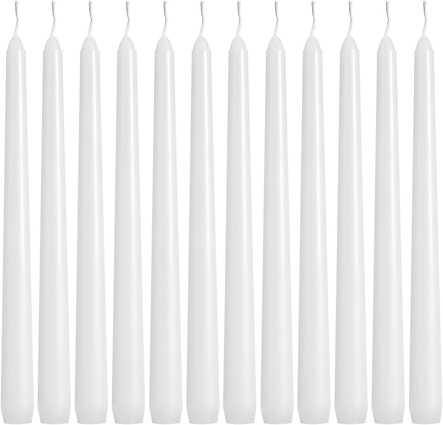 36 Pack White Taper Candles, 7-8 Hours Burn Time, Unscented, Smokeless and Dripless, 4/5 x 10 Inch Dinner Candle Set for Household, Wedding, Party and Home Décor Candlesticks