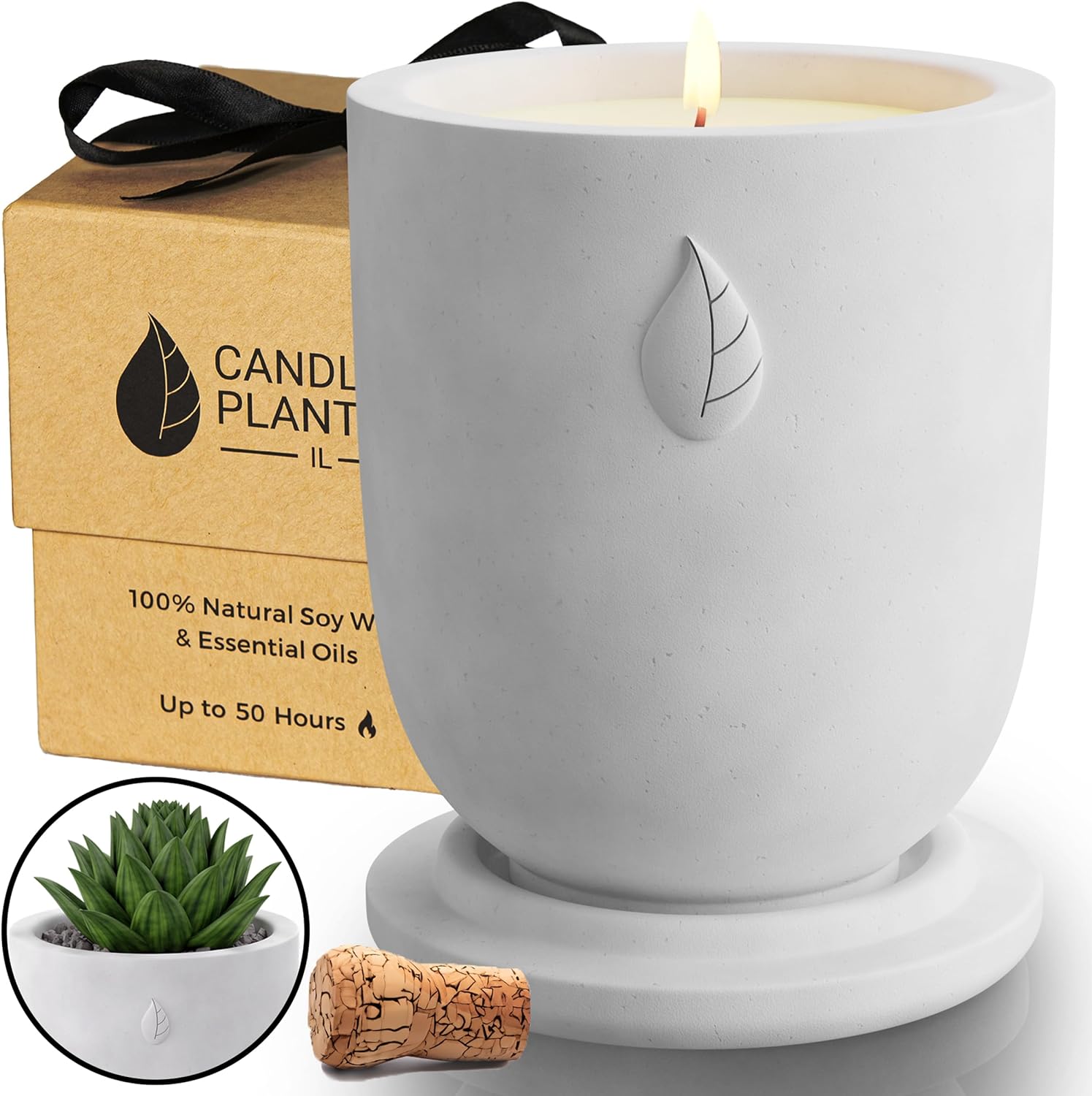 Concrete Cement Candle Planter - Aromatherapy Candles for Home Scented, Soy Candles - Scented Candle  Dual Purpose Jar Candles, Strong Scented Candles - 8 Oz, 50-Hour Burn
