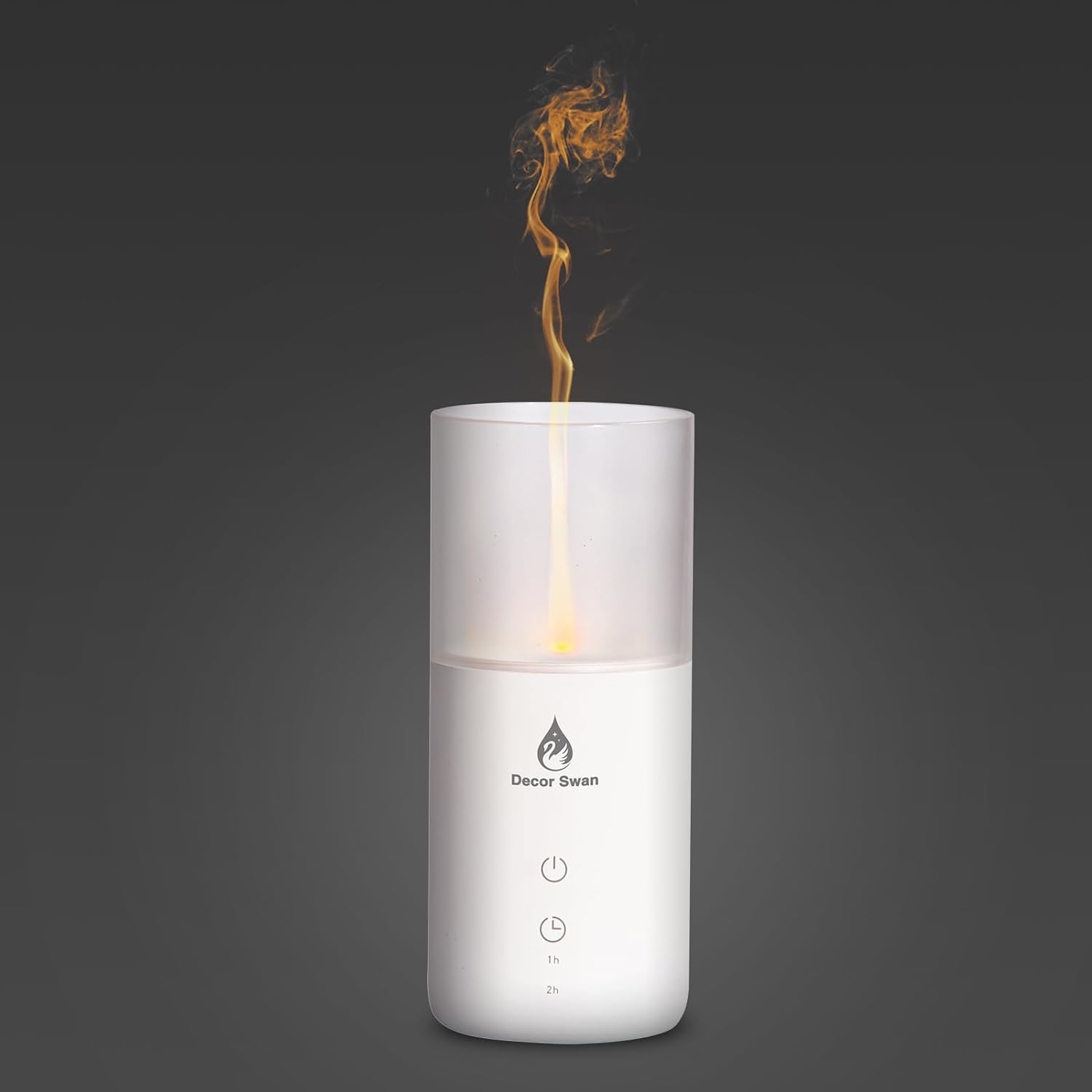 Decor Swan Ultrasonic Essential Oil Diffuser with Candlelight, Portable Rechargeable Flame Humidifier for Aromatherapy, Meditation, for Home, SPA, Office with USB Charge, Auto-Off Timer, Champaign