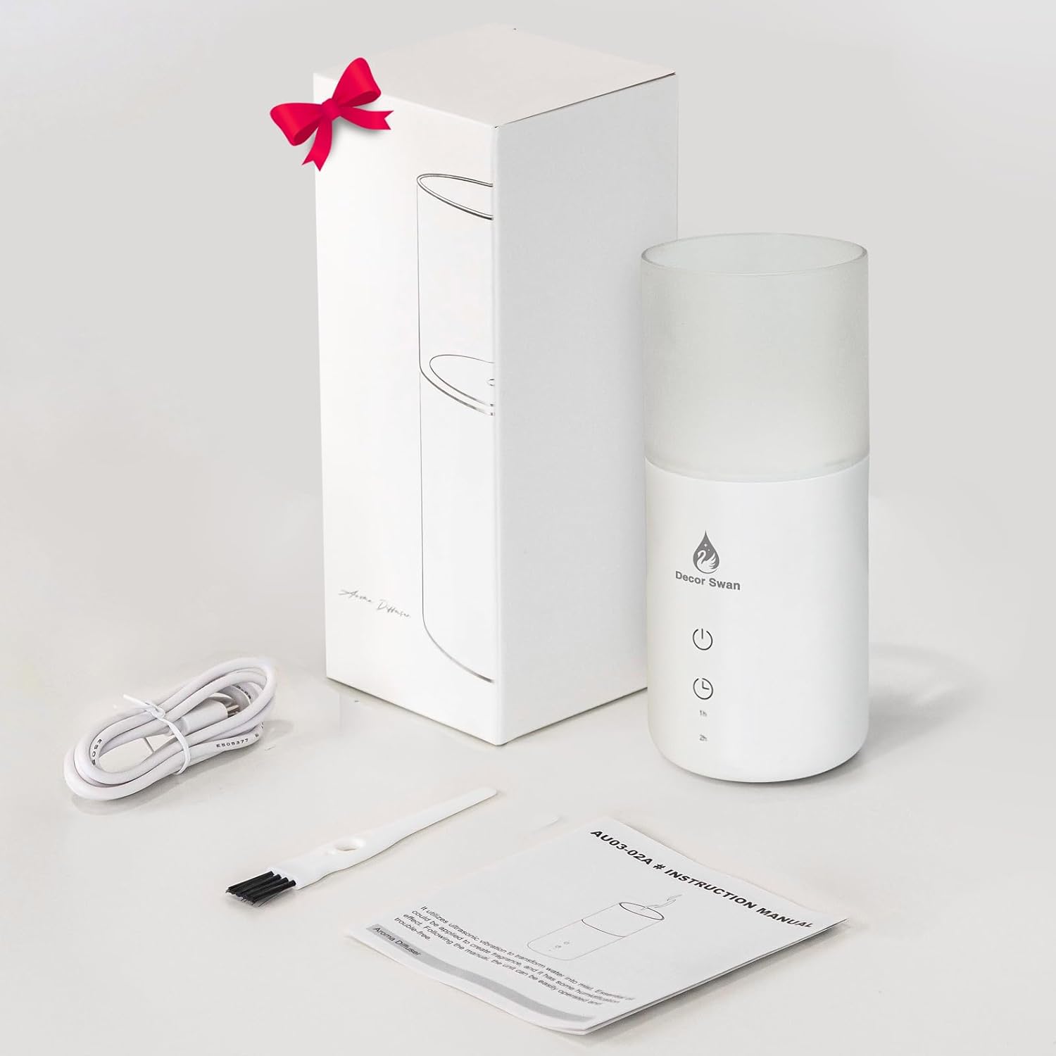 Decor Swan Ultrasonic Essential Oil Diffuser with Candlelight, Portable Rechargeable Flame Humidifier for Aromatherapy, Meditation, for Home, SPA, Office with USB Charge, Auto-Off Timer, Champaign