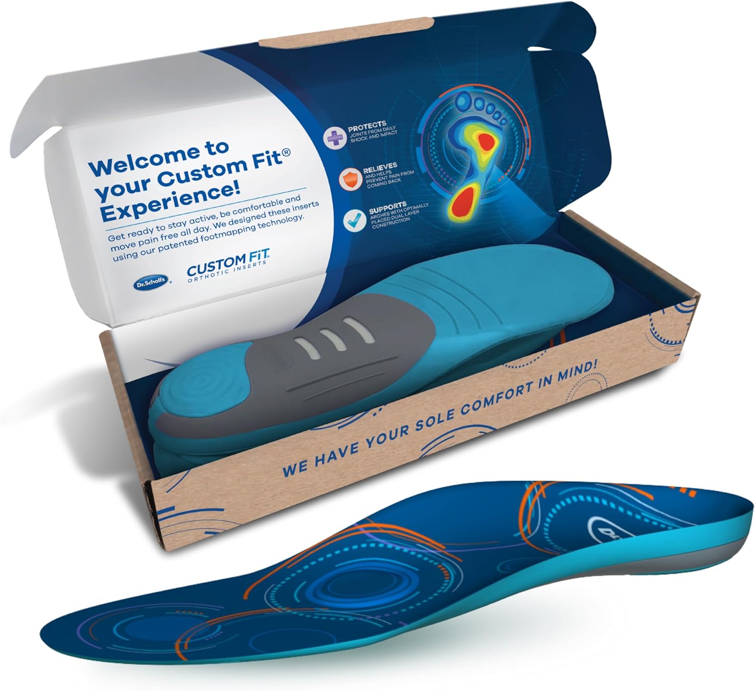 Dr. Scholl’s Custom Fit Orthotics Full Length Insert, CF 650, Customized for Your Foot  Arch, Immediate All-Day Pain Relief, Lower Back, Knee, Plantar Fascia, Heel, Insoles Fit Men  Womens Shoes