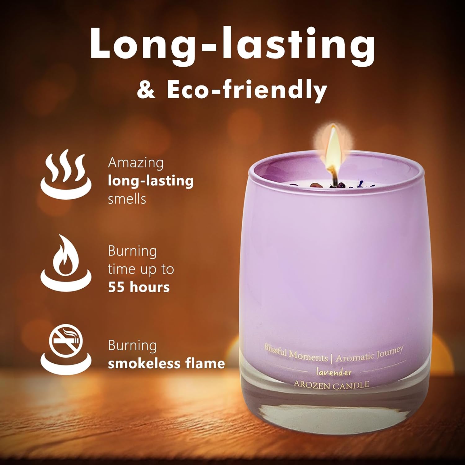 Lavender Vanilla Scented Candles, Candle Gift for Women, 10oz Aromatherapy Natural Soy Candles with Healing Crystal Inside for Home Scented, 55H Burn for Birthday Valentines Day Mothers Day