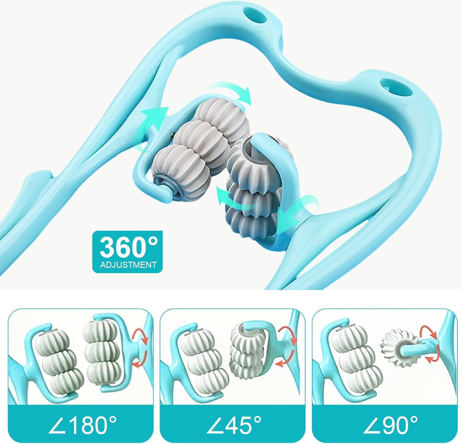 Neck Massager with 6 Ball Massage Points Handheld Manual Roller Massager Tool for Neck, Back, Shoulders, Waist and Legs Deep Tissue