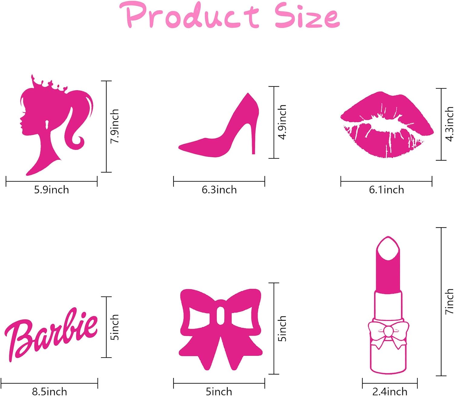 Peel and Stick Wall Decals for Girls Bedroom, Pink Princess Vinyl Wall Stickers for Living Room