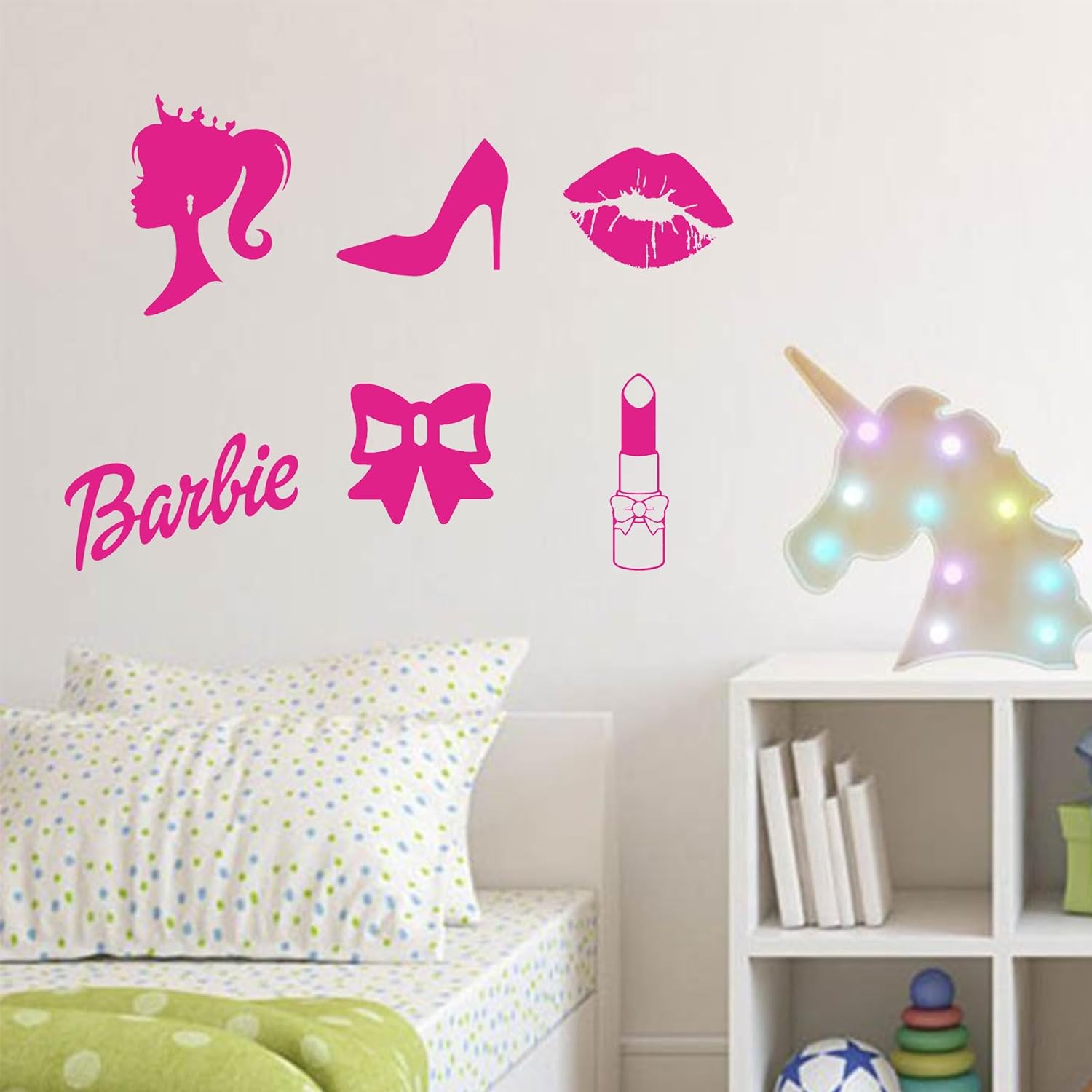 Peel and Stick Wall Decals for Girls Bedroom, Pink Princess Vinyl Wall Stickers for Living Room