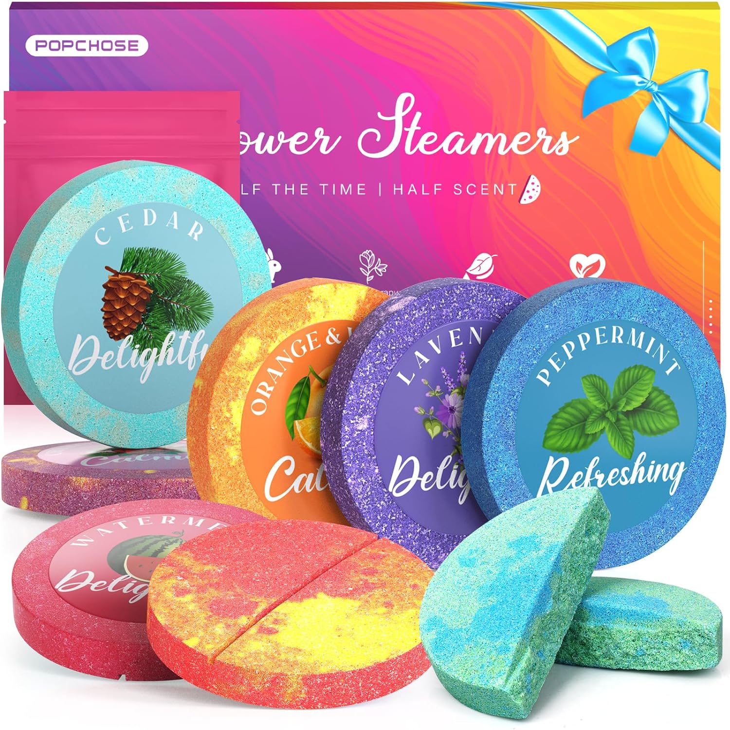 POPCHOSE Shower Steamers Aromatherapy - 8 Pack Shower Bombs for Self Care  SPA - Birthday Gifts for Women, Prizes, Valentines Day Gifts for Her- Teen Girl Gifts Trendy Stuff