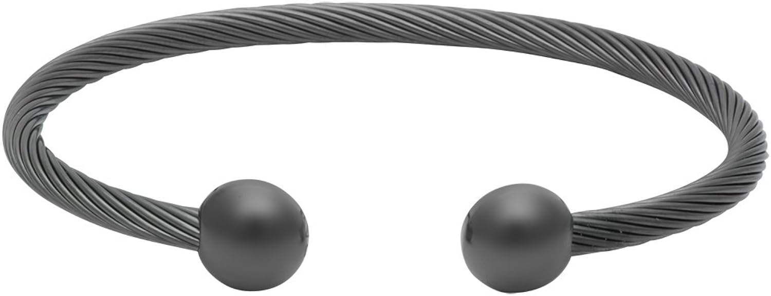 QRAY Gun Metal Deluxe Golf Athletic Bracelet Men Women C-Shaped Health Wellness Bracelet