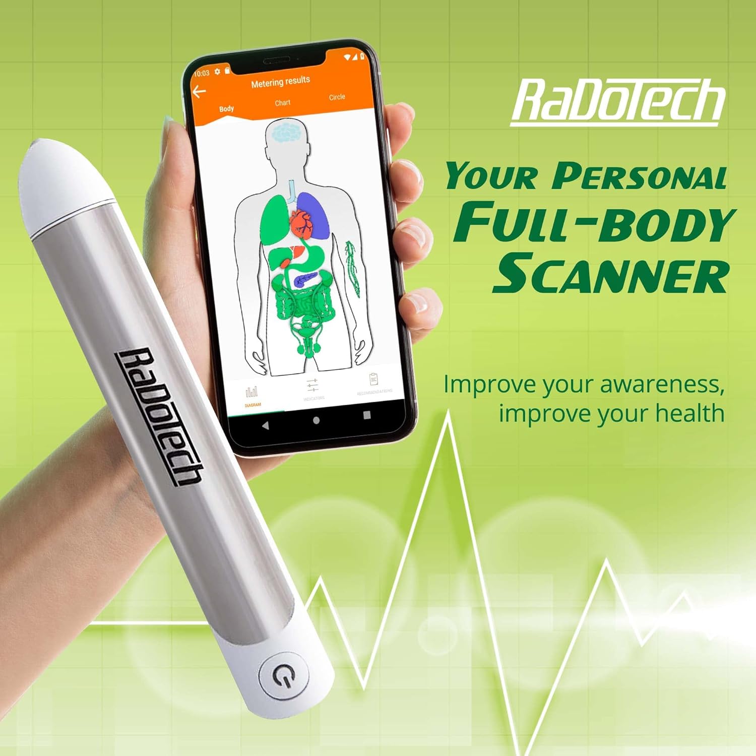 RaDoTech - Wellness and Fitness Tracker, Smart Body Conductivity Analyzer with Easy-to-Read Reports