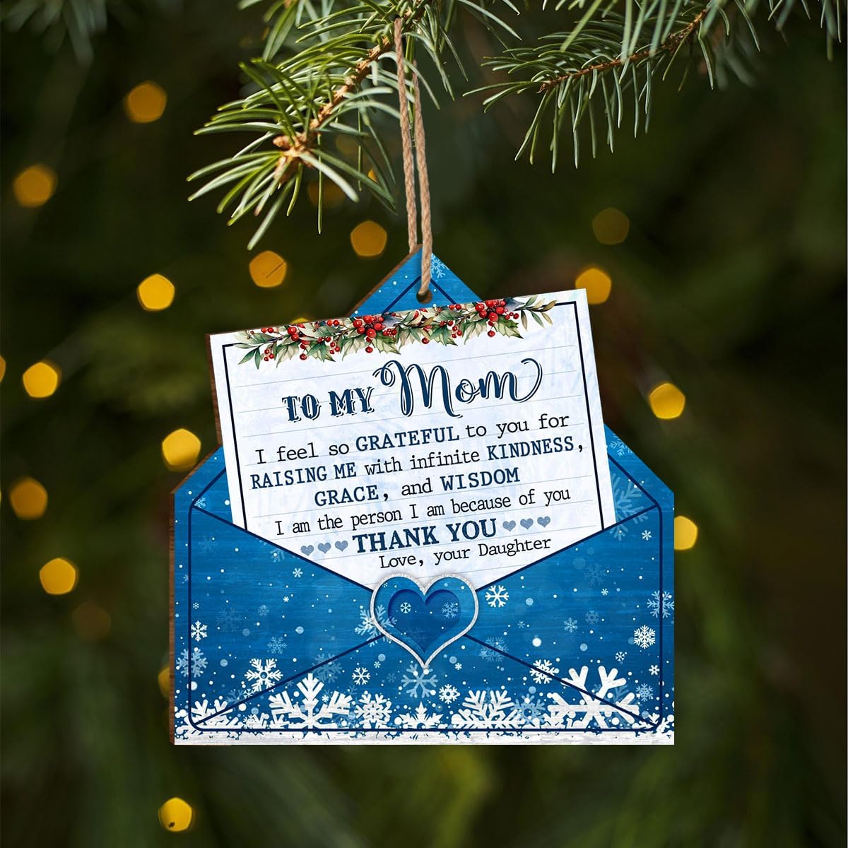 to My Mom from Daughter Ornament, Unique Gifts for Mom from Daughter, Thank You Gifts for Mom, I Love You Mom Daughter Gift Ideas, Letter to Mom Wooden Ornament