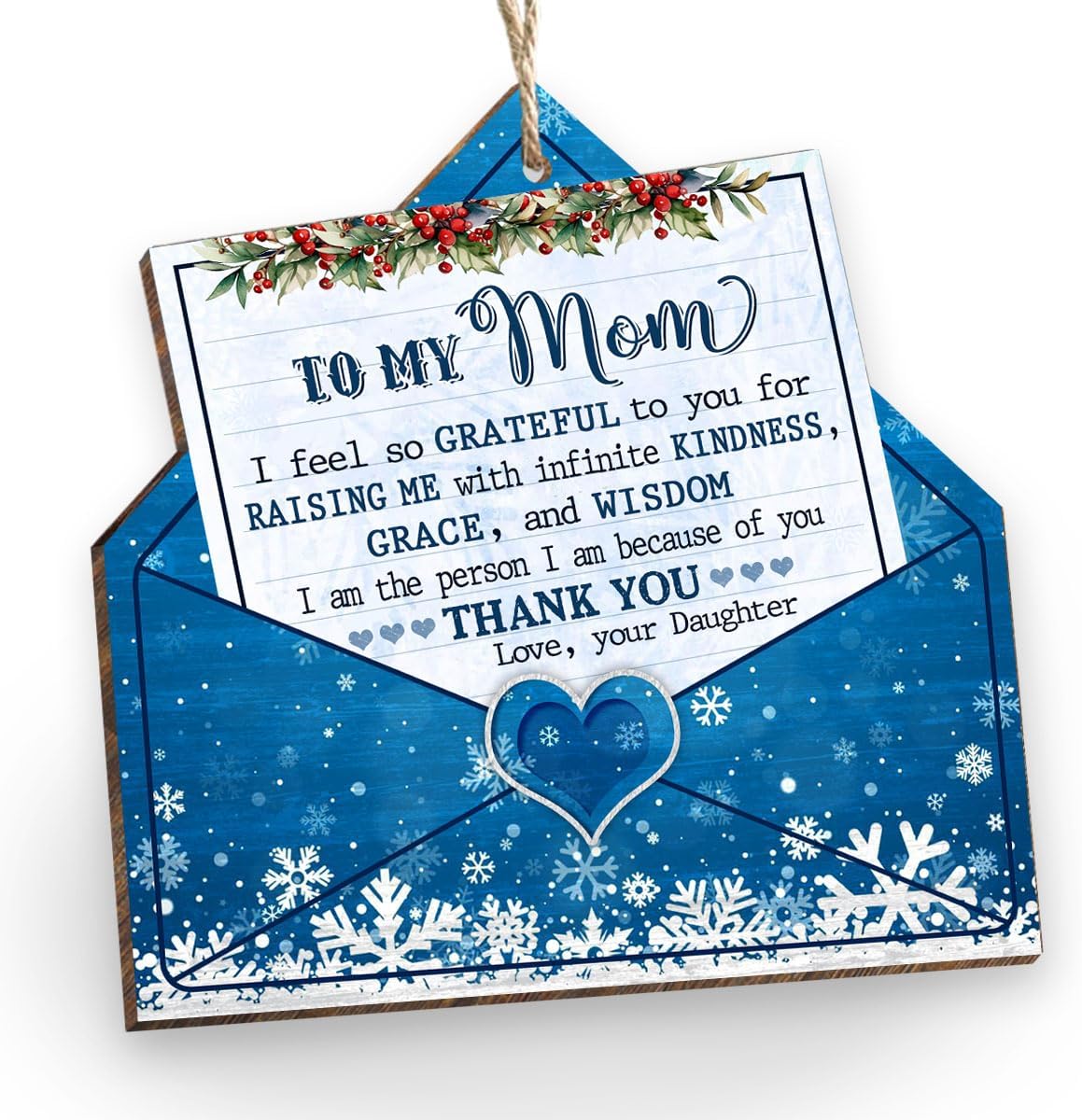 to My Mom from Daughter Ornament, Unique Gifts for Mom from Daughter, Thank You Gifts for Mom, I Love You Mom Daughter Gift Ideas, Letter to Mom Wooden Ornament