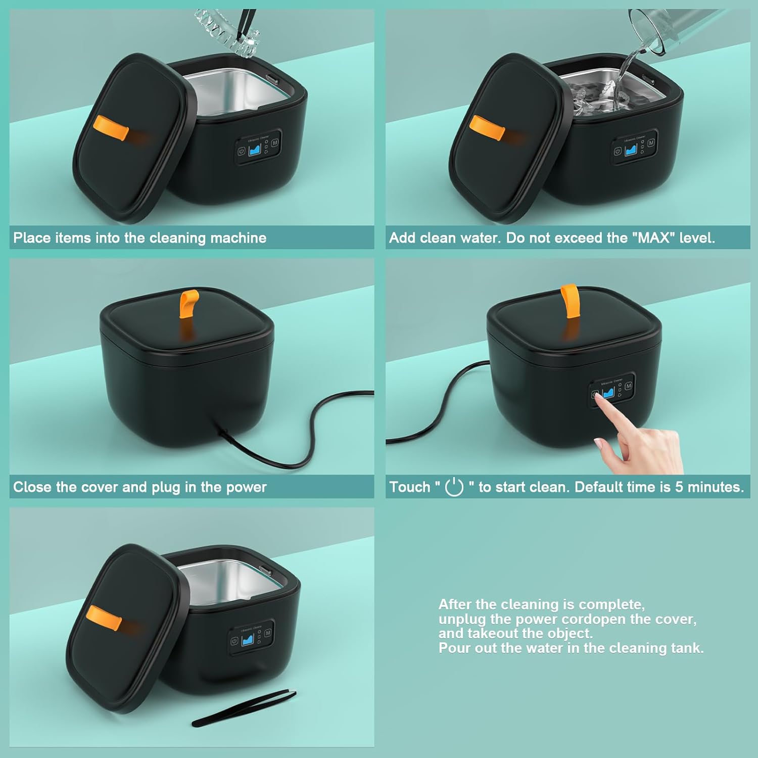 Ultrasonic Cleaner for Retainer, Dentures, Mouth Guard, Aligner, Whitening Trays, 255ML 43kHz Jewelry Cleaner Ultrasonic Machine, Portable Ultrasonic Retainer Cleaner for Home Travel, Ideal Gift