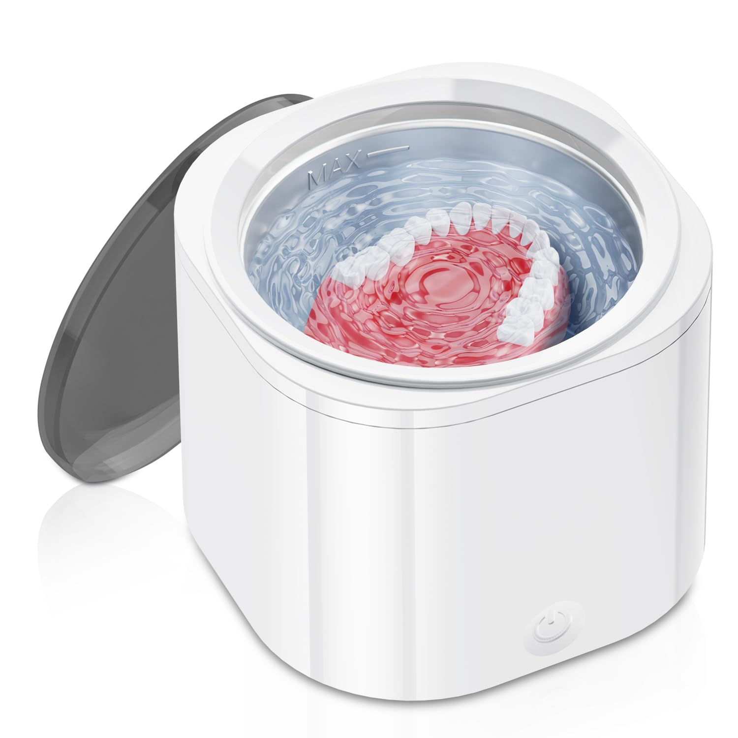Ultrasonic Retainer Cleaner for Denture: Ultra Sonic Dental Cleaning - Mouth Guard Cleaner for Aligner 25W 220ML (WHITE)