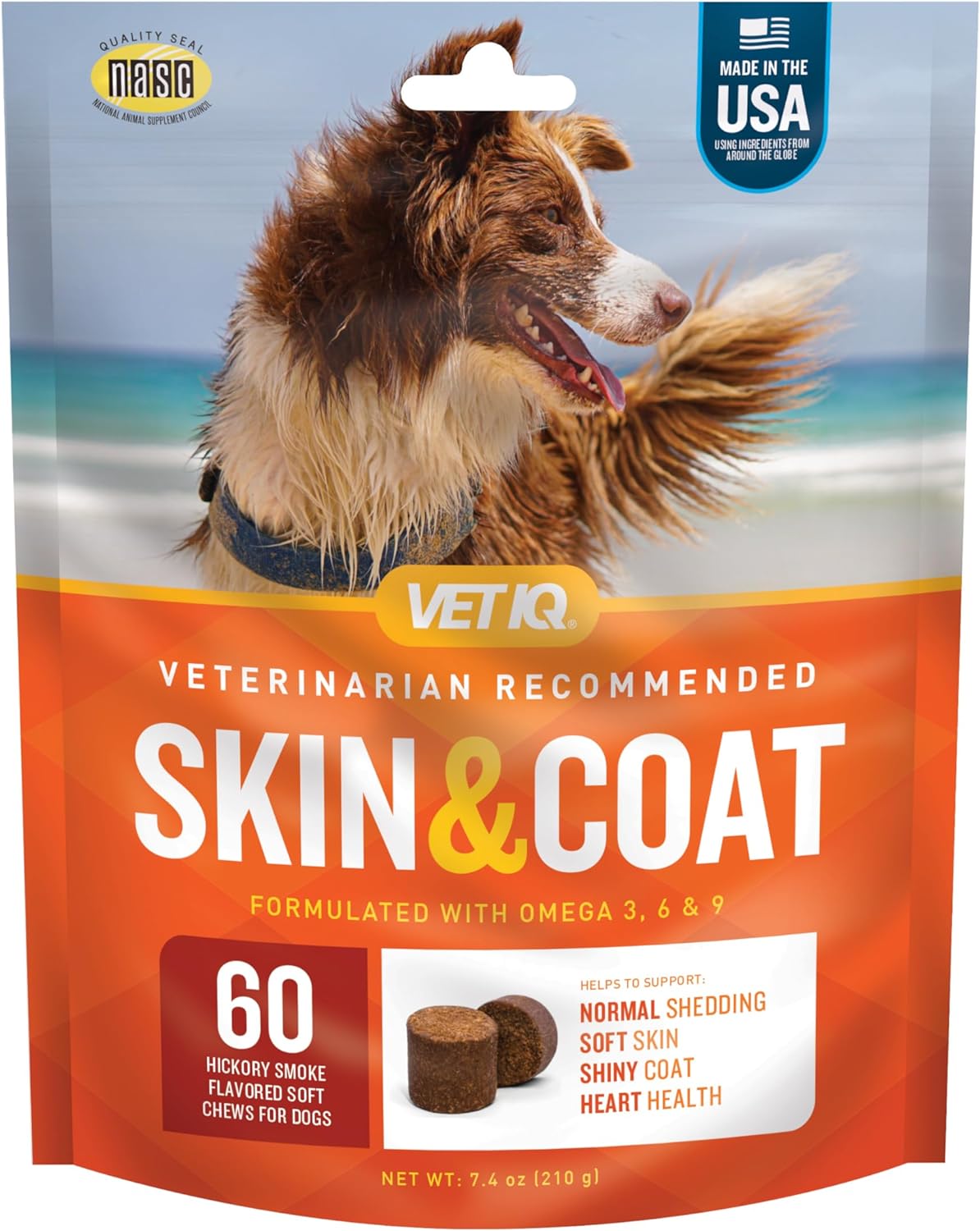 VetIQ Calming Support Supplement for Dogs, Calming Chews Help Manage Stress and Promote Relaxation, Anxiety Relief for Dogs, Made in The USA, 60 Count