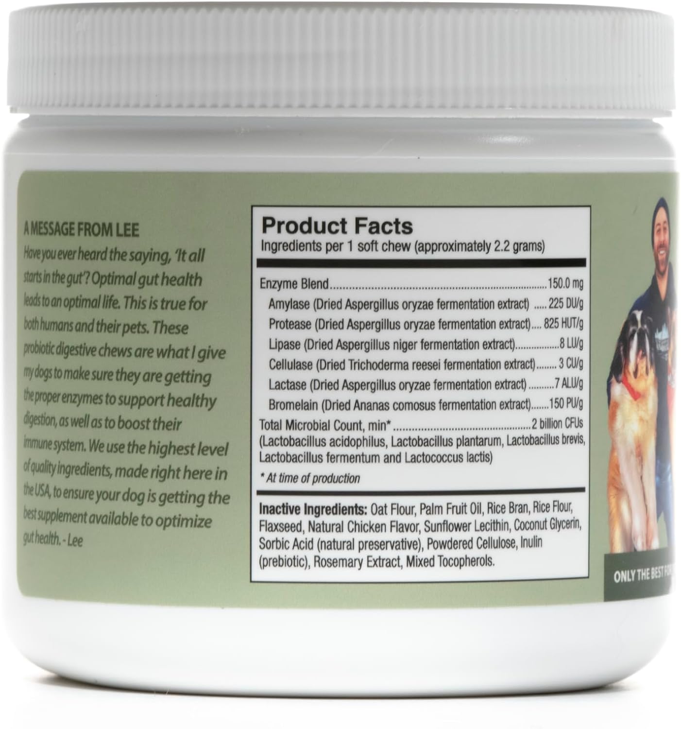 Asher House Wellness | Probiotic Digestive Chew Supplement for Dogs | 2 Billion CFU | Gut Health | Enzymes |