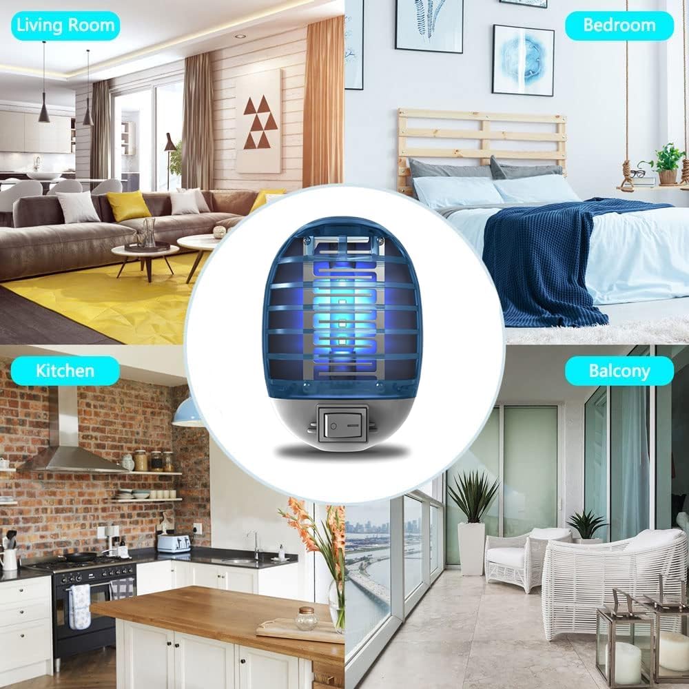 Bug Zapper Indoor, Fly Trap for Indoors, Electronic Mosquitoes Killer Mosquito Zapper with Blue Lights for Living Room, Home, Kitchen, Bedroom, Baby Room, Office(4 Packs)